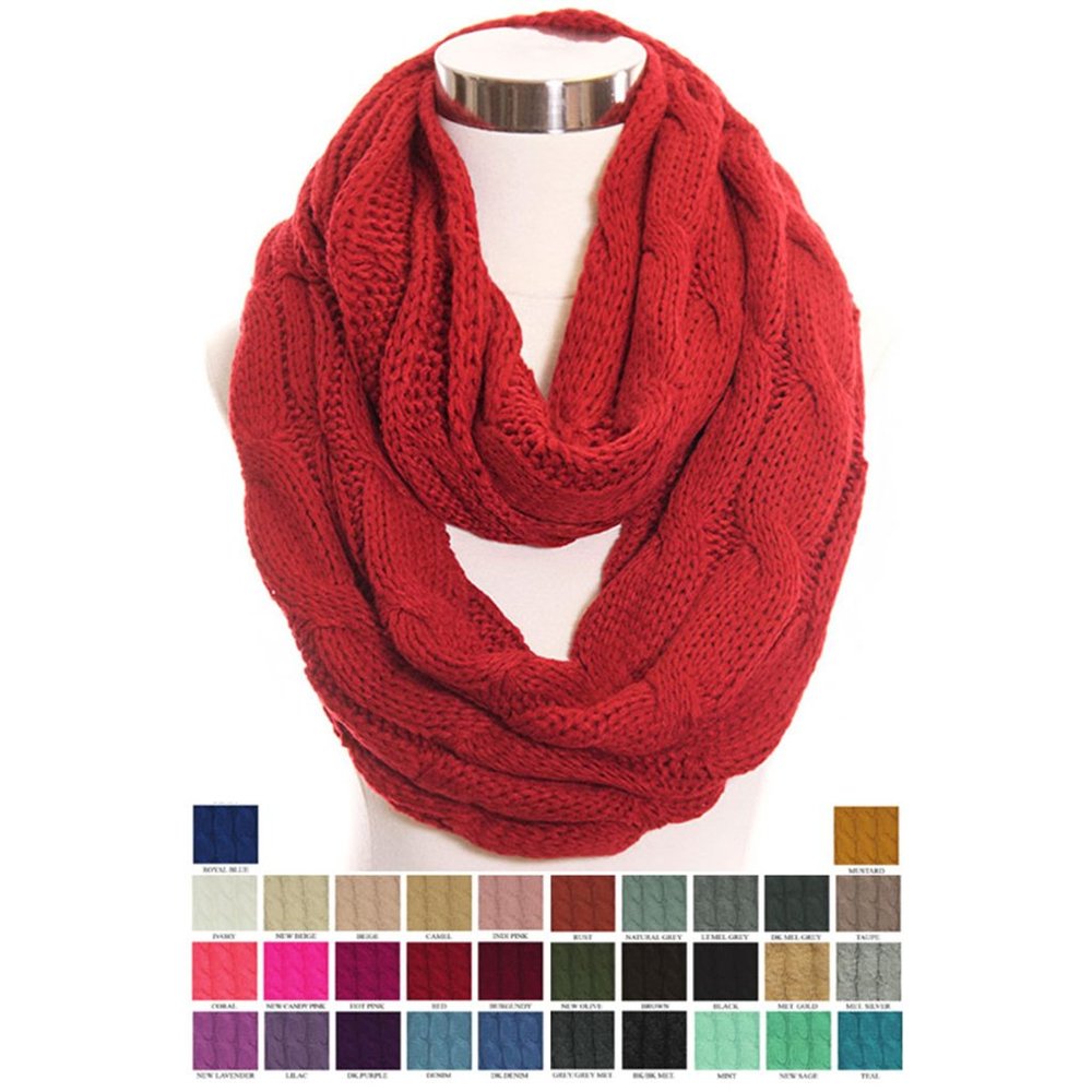 C.C Ribbed Cable Knit Infinity Loop Winter Scarf - Picture 2 of 2